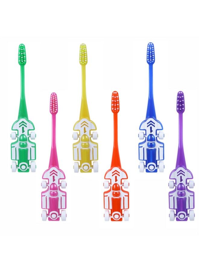 Maxi Zoom Car Soft Toothbrush For Baby & Kids Bpa Free Boys & Girls Toddler Toothbrush For 2+ Years Sports Car Shaped Handle Multicolor (Pack Of 6) - Image 1