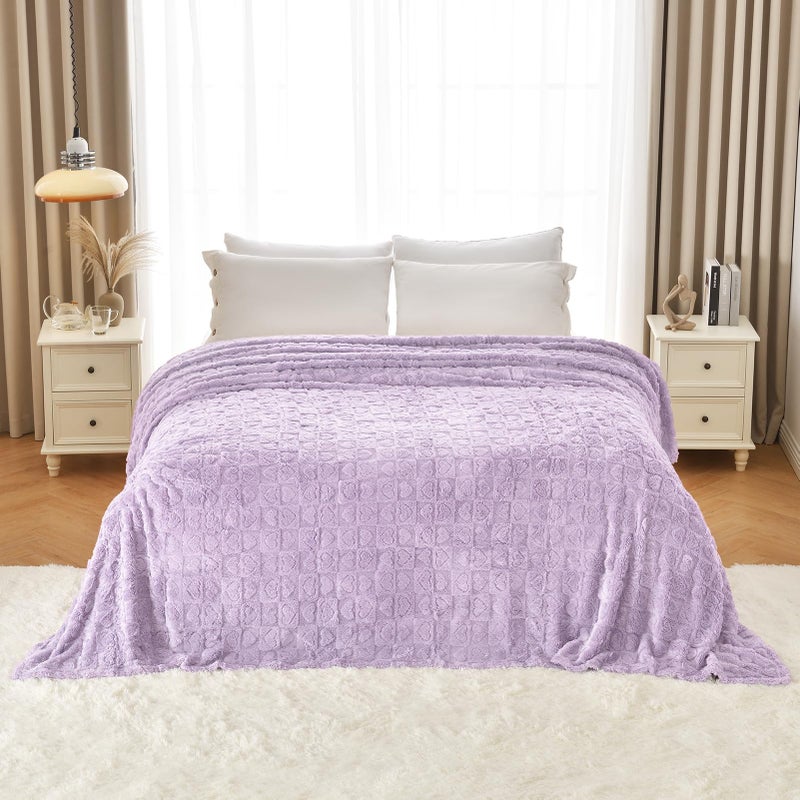 GIOKARNNA Heart Checkered Throw Blankets  for Love Mother Friends Pets 280 GSM Super Soft Warm Lightweight Fluffy Bed Blanket for Women Anniversaries(Light Purple 60""x80"") - Image 4