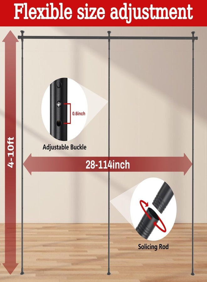Daneried Room Divider,4-10ft(H) 28-114inch(W) Curtain Rod,Heavy Duty Adjustable Room Divider Tension Rod No Drilling for Studio Apartment Room Separation - Image 3