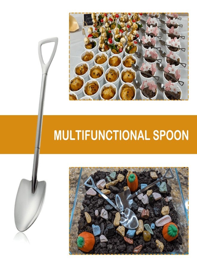 Demearly 8 Pack 6 Inches Small Shovels Desserts Spoons for Coffee, Espresso, Tea, Party, Kitchen, Gelato, Demitasse, Decorations, Fruit (Stainless Steel, Silver) - Image 4