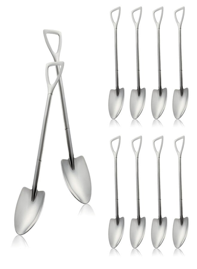Demearly 8 Pack 6 Inches Small Shovels Desserts Spoons for Coffee, Espresso, Tea, Party, Kitchen, Gelato, Demitasse, Decorations, Fruit (Stainless Steel, Silver) - Image 1