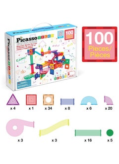 PicassoTiles PicassoTiles Marble Run Magnetic Building Blocks Set (100 Pieces)  - Image 2