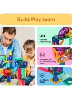 PicassoTiles PicassoTiles Marble Run Magnetic Building Blocks Set (100 Pieces)  - Image 1