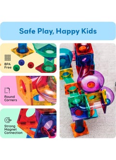 PicassoTiles PicassoTiles Marble Run Magnetic Building Blocks Set (100 Pieces)  - Image 4