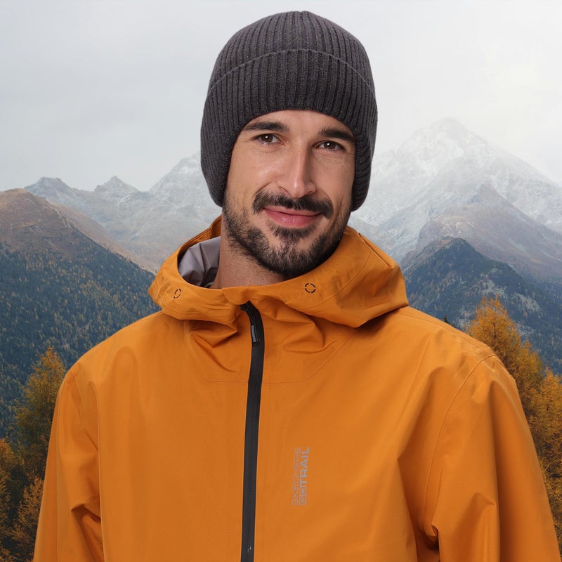 Connectyle Menâ€™s Fleece Lined Winter Hat Warm Earflaps Skull Cap Ribbed Knit Beanie Watch Hat Dark Grey - Image 2