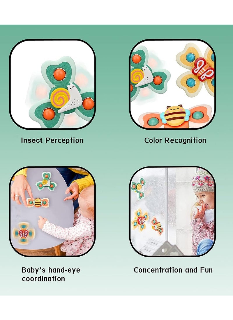 Generic - 3pcs Spinner Toy Baby Bath Toys Bathtub Spinning Toys with Strong Suction Cups Sensory Soothing Toys for Infants Over 6 Months - Image 1