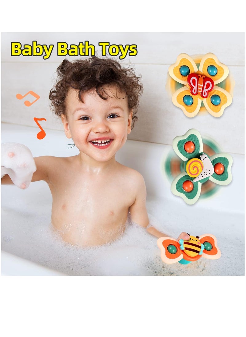 Generic - 3pcs Spinner Toy Baby Bath Toys Bathtub Spinning Toys with Strong Suction Cups Sensory Soothing Toys for Infants Over 6 Months - Image 1