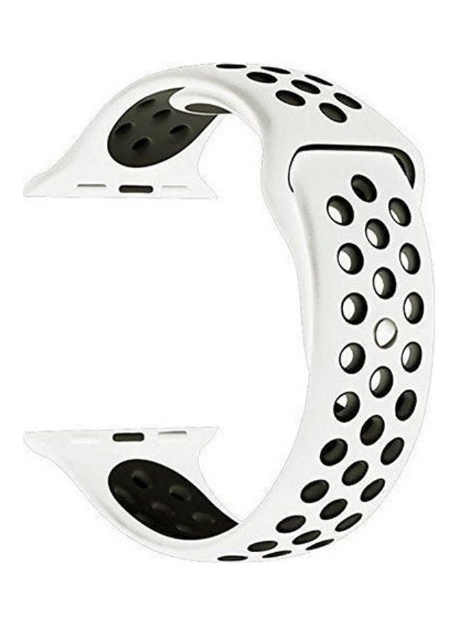 Loquat Soft Silicone Replacement Band For Apple Watch White/Black - Image 2
