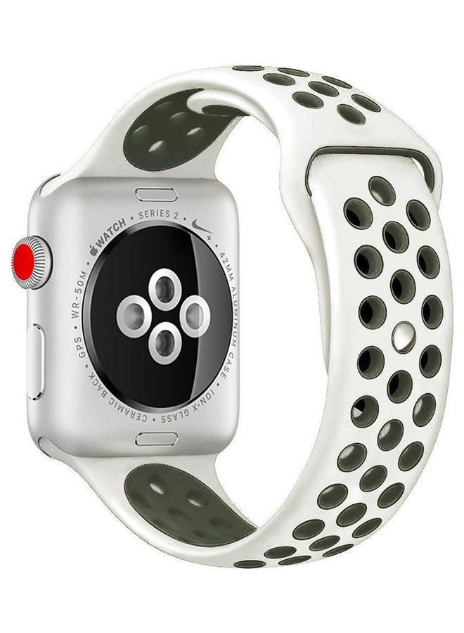 Loquat Soft Silicone Replacement Band For Apple Watch White/Black - Image 3