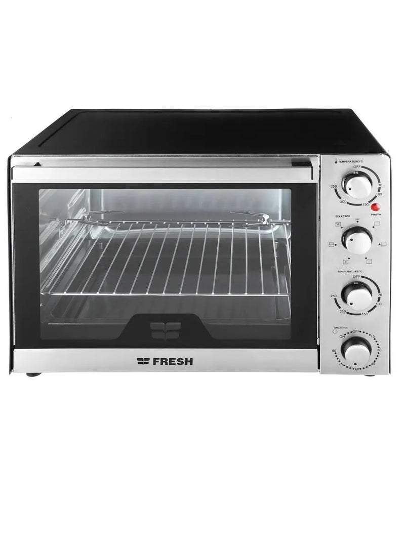 Fresh Electric Oven Fresh black65 Liter Grill, Fan, Light, Timer, 2 Trays Air Fryer for Oil-Free Roasting - Image 2