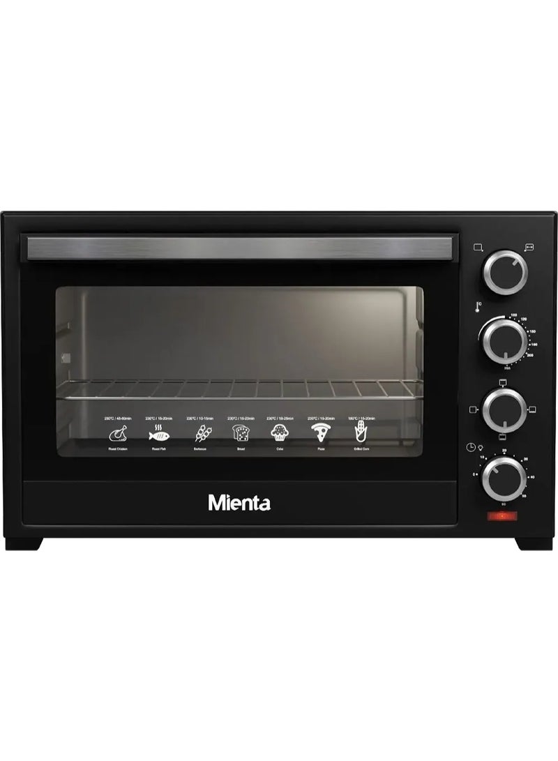 Mienta 60L 2000W Electric Oven OV301138A with Grill and Fan - Black - Image 3