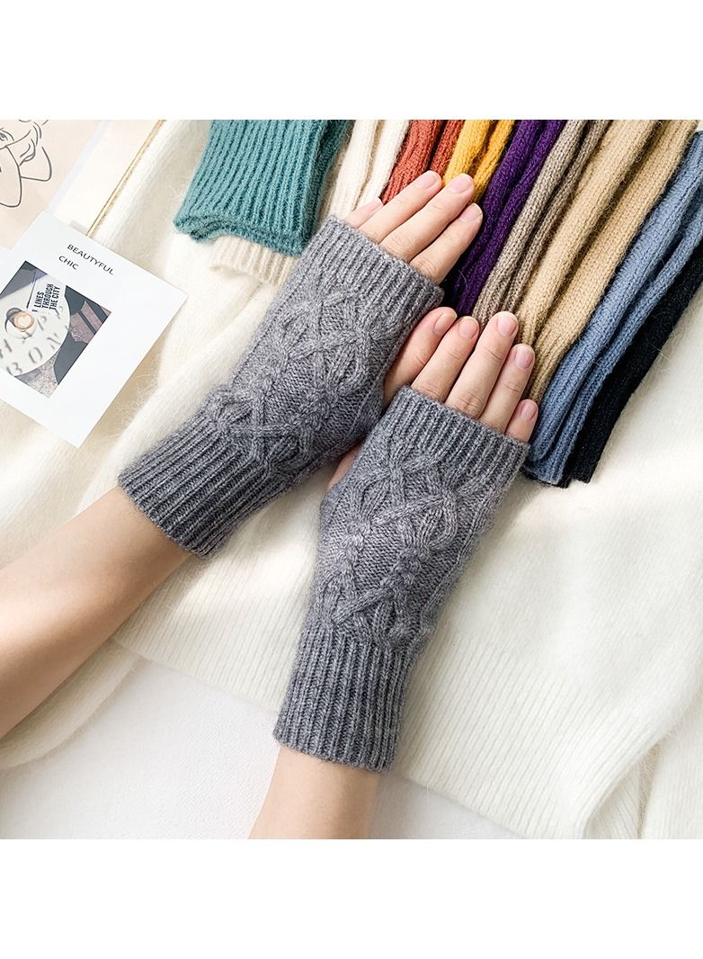 Loquat Fingerless Knitting Cotton Polyester Gloves Sleeves 
