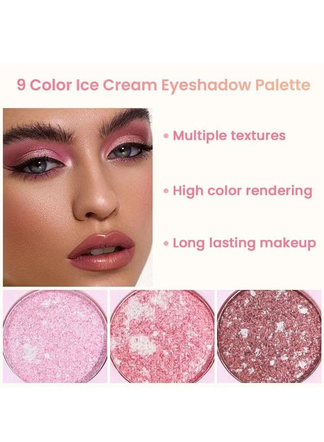 KAPEINE Pink Shimmer Eye Shadow Makeup Palette 9 Colors, Highly Pigmented Matte Glitter Shimmer Pearl Waterproof Party Sparkling Eyeshadow Palette (02#) - Image 3
