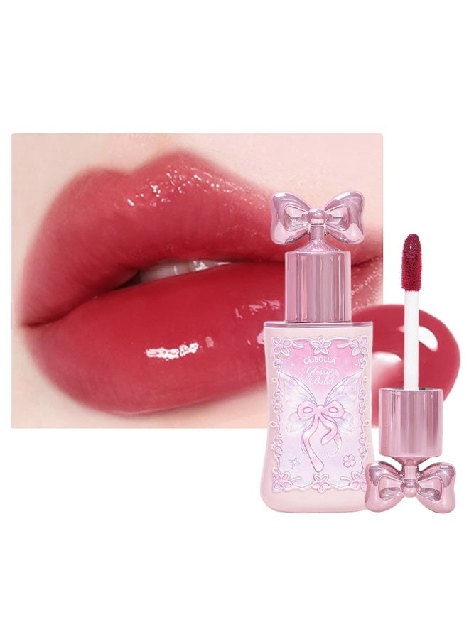 OLIBOLLA Glossy Balm, Cute Bow Cap Hydrating Shine Lip Plumper, Long Lasting Glass Lip Gloss 03 - Image 1