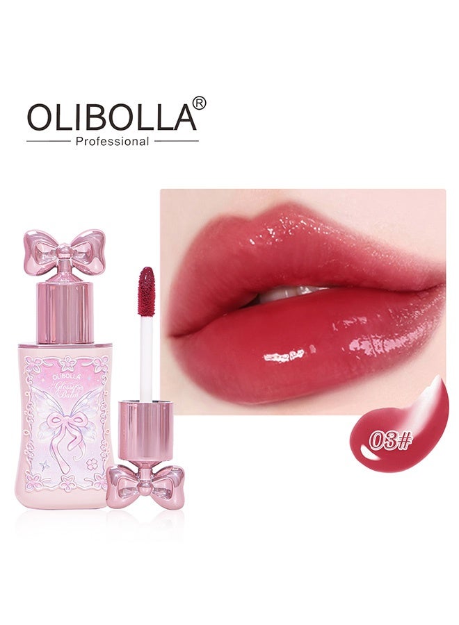 OLIBOLLA Glossy Balm, Cute Bow Cap Hydrating Shine Lip Plumper, Long Lasting Glass Lip Gloss 03 - Image 2
