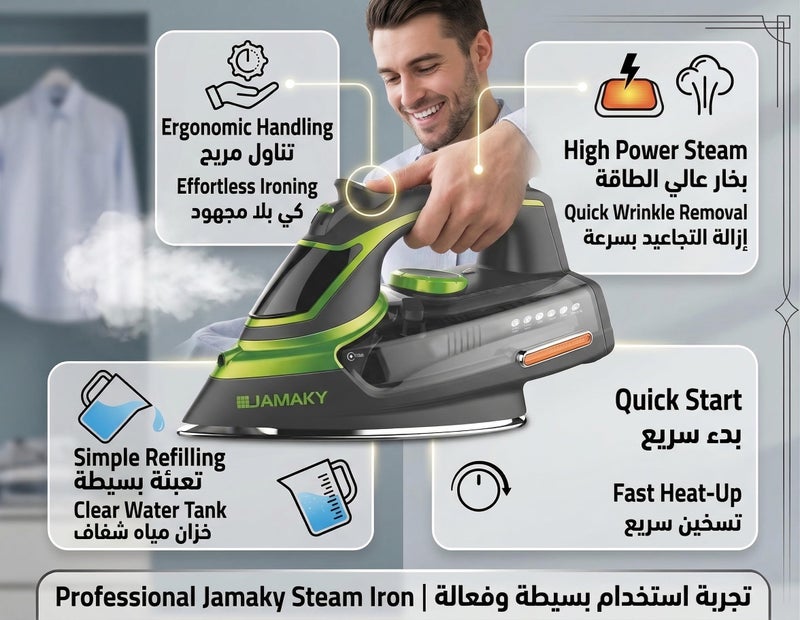 Professional Steam Iron 2800W - Ergonomic Design and 420ml Water Tank - Fast and Efficient Ironing for All Types of Fabrics - Image 3