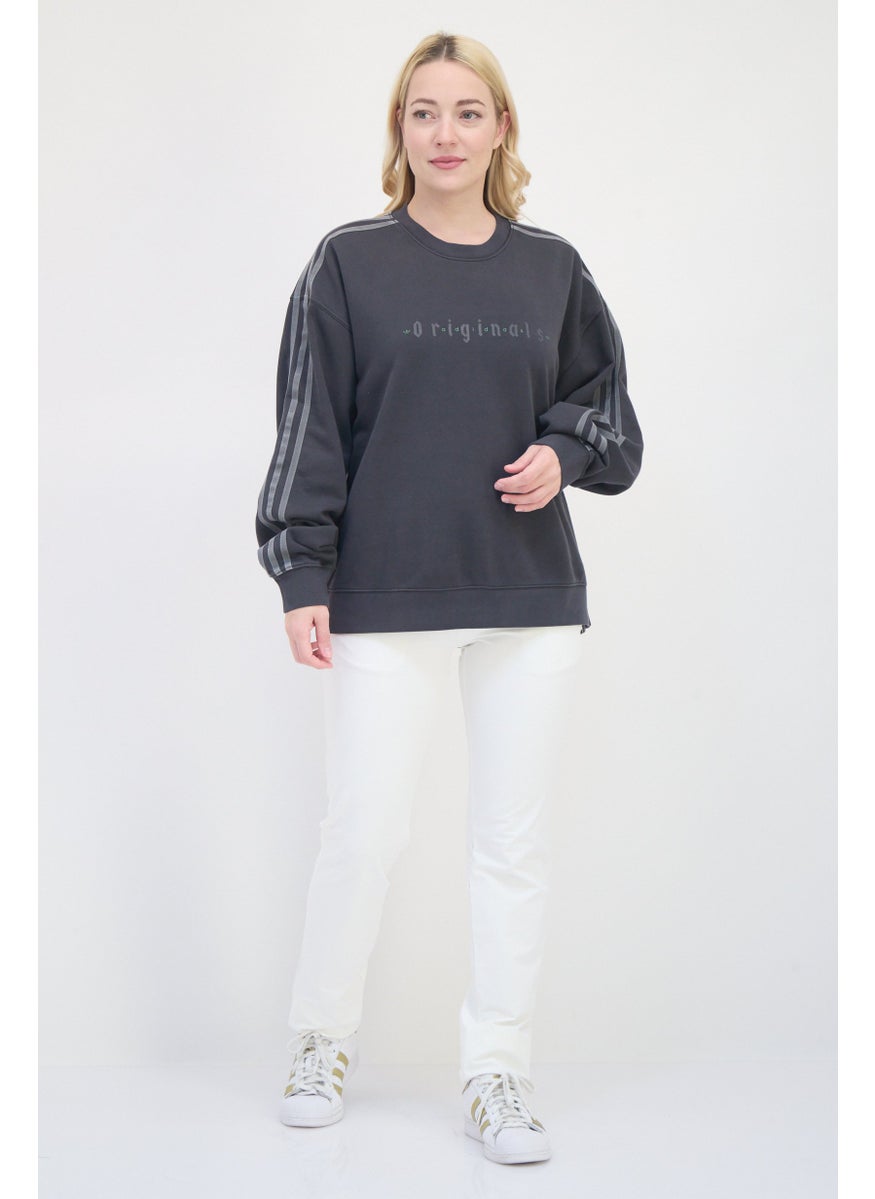 adidas Originals Women Oversized Fit Long Sleeves Training Sweatshirt, Dark Grey  - Image 4