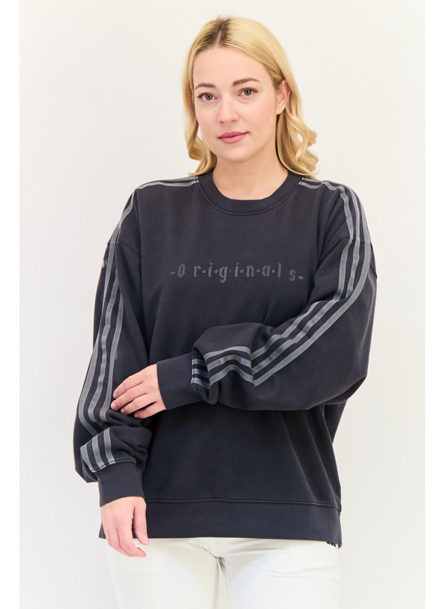 adidas Originals Women Oversized Fit Long Sleeves Training Sweatshirt, Dark Grey  - Image 1