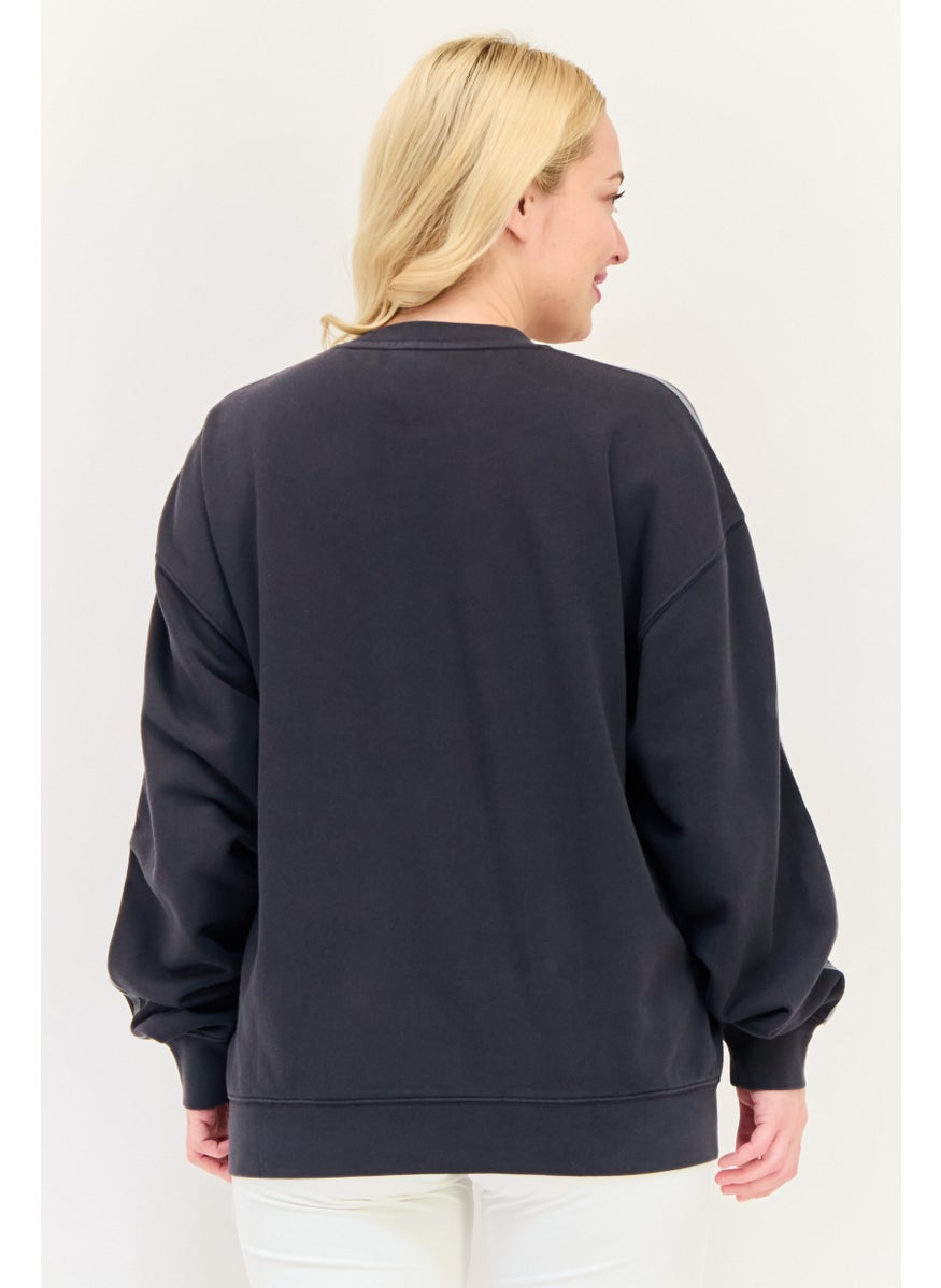 adidas Originals Women Oversized Fit Long Sleeves Training Sweatshirt, Dark Grey  - Image 3