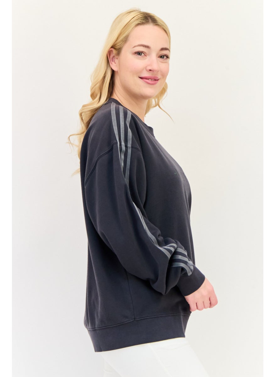 adidas Originals Women Oversized Fit Long Sleeves Training Sweatshirt, Dark Grey  - Image 2