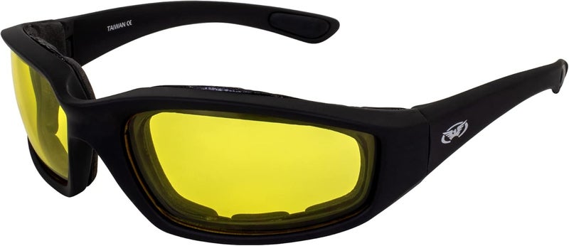 Global Vision نظارات موتوسيكل جلوبال فيجن كيكباك - إطار أسود مع عدسات صفراء - Image 1