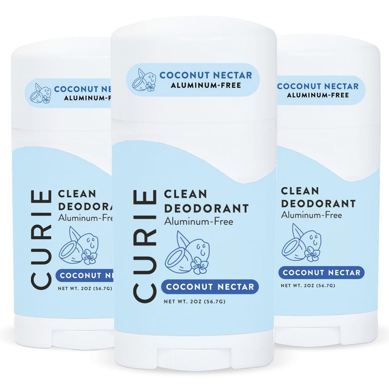 Curie Natural Deodorant for Women - Coconut Nectar - Aluminum Free, Clean, Sustainable, Vegan, Paraben Free (3pk) - Image 1