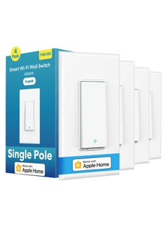 meross Smart Light Switch 4 Pack Supports Apple HomeKit, Siri, Alexa, Google Assistant & SmartThings, Single Pole Light Switch, Neutral Wire Required, Remote Control Schedule, 2.4GHz Wi-Fi