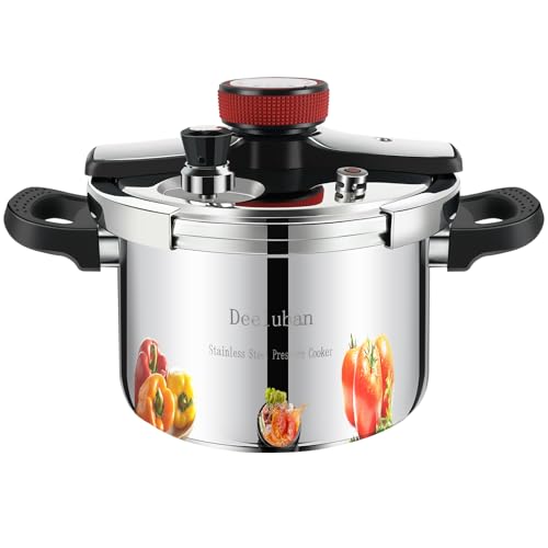 deeluban 4 Quart Stainless Steel Pressure Cooker, Heavy Duty Stovetop Pressure Cooker, Induction Compatible, Safe Locking Lid, Dishwasher Safe, Compact Fast Cooking Pot for Home Kitchen - Image 1