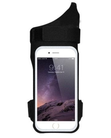 JERN Universal 4-6" Waterproof Running Riding Armband Bag Sports Thumb Arm Wrist Band (Black) - Image 1