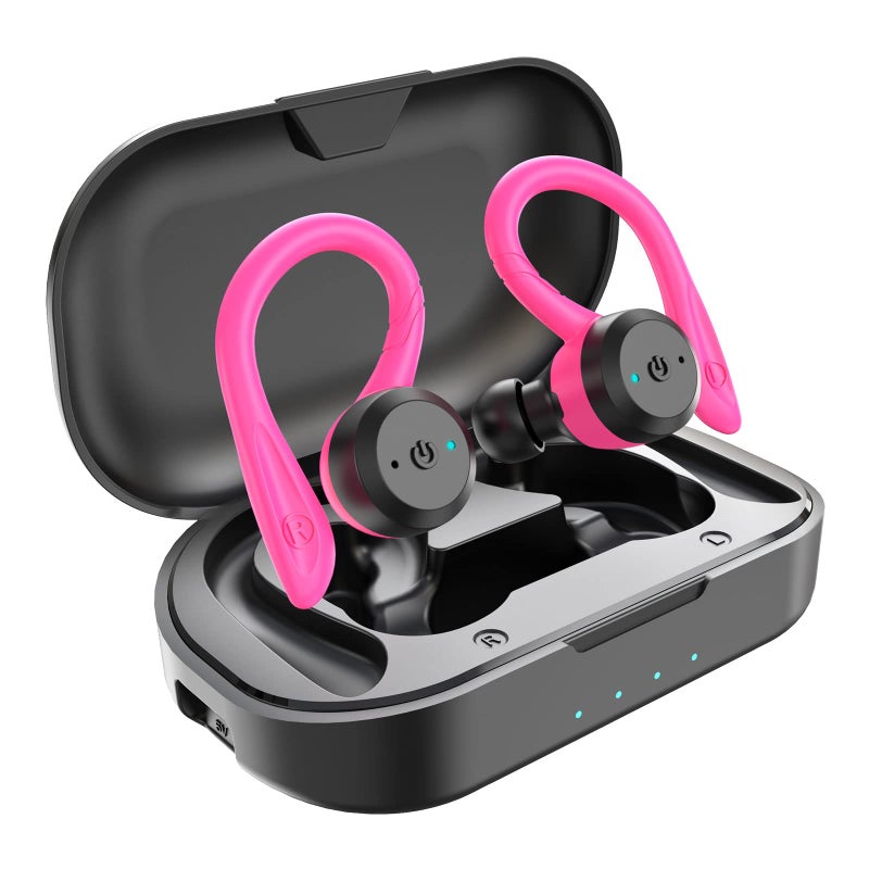 APEKX Bluetooth Headphones True Wireless Earbuds with Charging Case IPX7 Waterproof Stereo Sound Earphones Built-in Mic in-Ear Headsets Deep Bass for Sport Running Red - Image 1