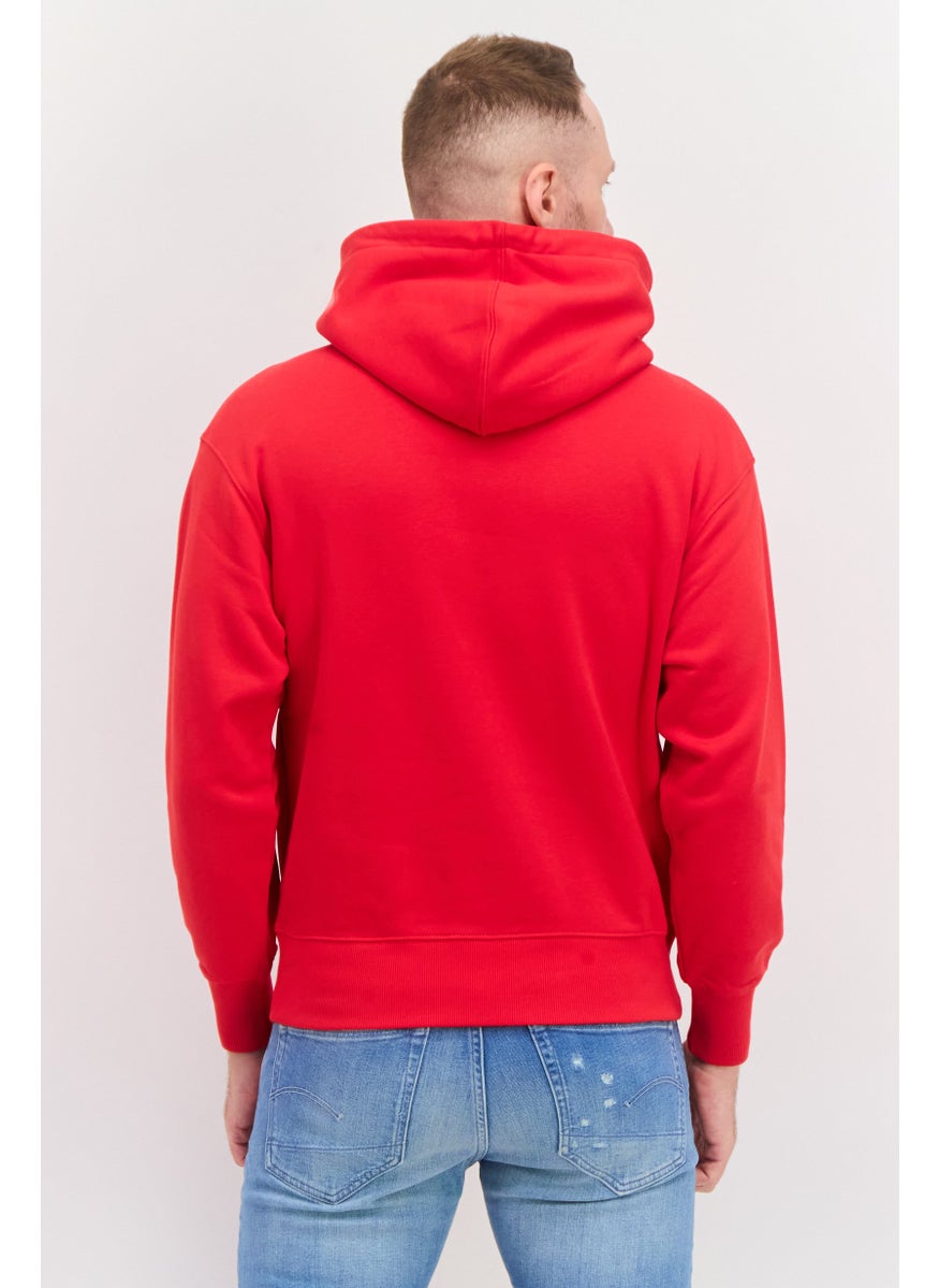 ESPRIT - Men Hood Neck Brand Logo Long Sleeves Hoodie, Red - Image 1