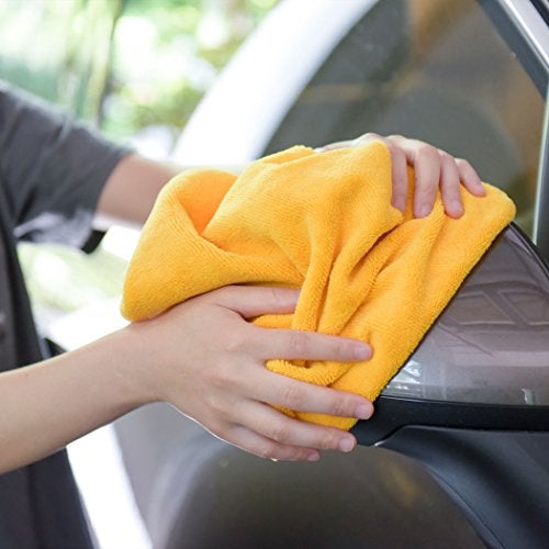 CARCAREZ Premium Microfiber Detailing Towels, 340 GSM Lint Free Car Buffing Waxing Polishing Drying Towel, 16x16 inch, Pack of 6 (Yellow) - Image 4