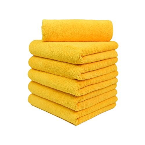 CARCAREZ Premium Microfiber Detailing Towels, 340 GSM Lint Free Car Buffing Waxing Polishing Drying Towel, 16x16 inch, Pack of 6 (Yellow) - Image 1