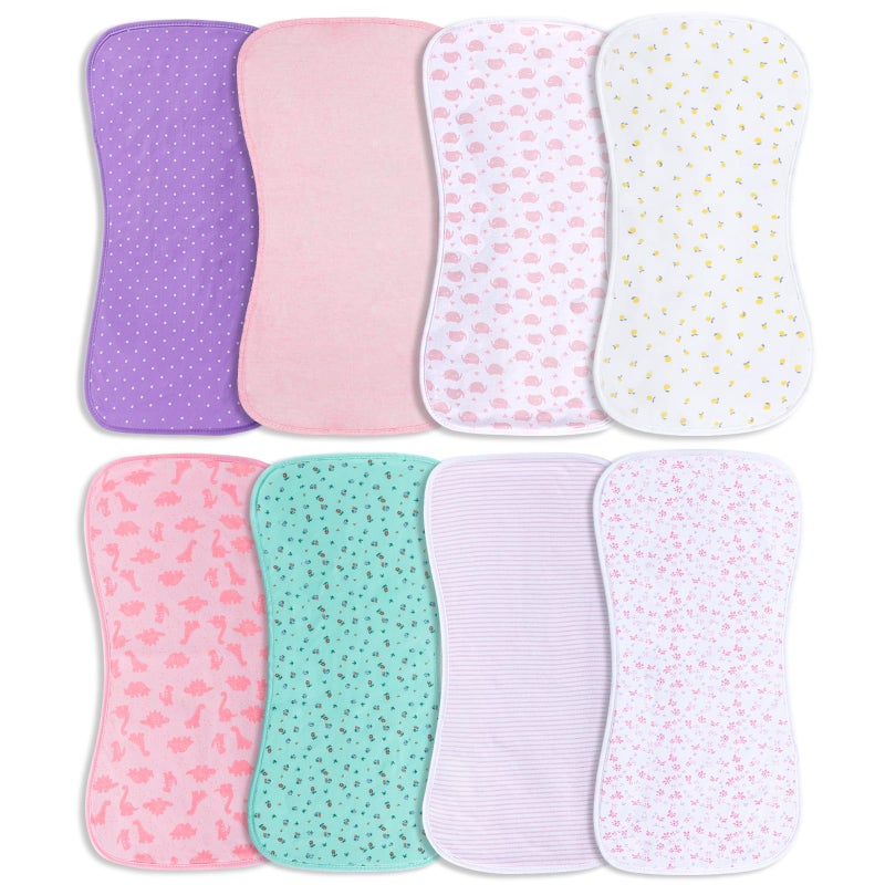 Hakochia Burp Cloths for Baby Girls Organic Cotton Large Burp Clothes Extra Absorbent Soft Burping Rags Spit Up Cloth Sets for Newborns 8 Pack