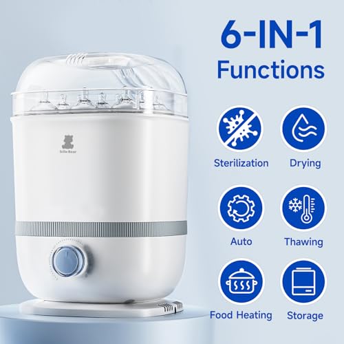 Snow Bear Baby Bottle Sterilizer and Dryer, 6-in-1 Electric Steam Bottle Sterilizer for Baby Bottle & Pacifiers, Breast Pump Parts, Large Capacity 13 Bottles, Fast Drying, Easy to Clean - Image 2