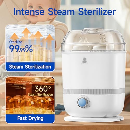 Snow Bear Baby Bottle Sterilizer and Dryer, 6-in-1 Electric Steam Bottle Sterilizer for Baby Bottle & Pacifiers, Breast Pump Parts, Large Capacity 13 Bottles, Fast Drying, Easy to Clean - Image 3