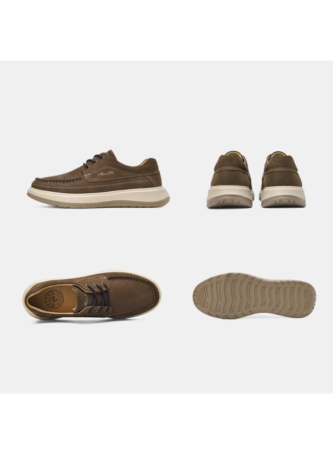 Mellen Soft Sole Lace-up Casual Leather Shoes Versatile Comfortable Breathable Durable Dad Shoes Mu767811 Dark Brown Size 43 - Image 3