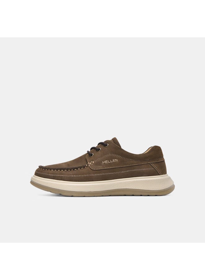 Mellen Soft Sole Lace-up Casual Leather Shoes Versatile Comfortable Breathable Durable Dad Shoes Mu767811 Dark Brown Size 43 - Image 1