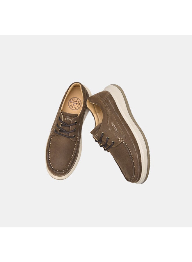 Mellen Soft Sole Lace-up Casual Leather Shoes Versatile Comfortable Breathable Durable Dad Shoes Mu767811 Dark Brown Size 43 - Image 2