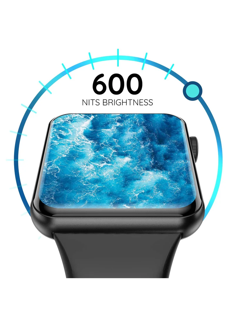 Pebble Vision 2.05" Smartwatch for Men and Women, Largest HD Display (600 Nits), Bluetooth Calling, Voice Assistance, HR & BP Monitoring, Alarm & Notification - Jet Black
