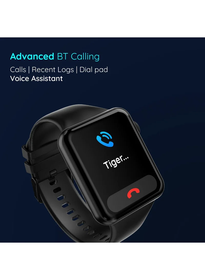 Pebble Vision 2.05" Smartwatch for Men and Women, Largest HD Display (600 Nits), Bluetooth Calling, Voice Assistance, HR & BP Monitoring, Alarm & Notification - Jet Black