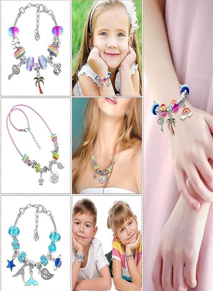 Girls DIY Bracelet Making Kit, 96 Pieces Beaded Bracelet Kit, Contains Beads, Pendant Charms, Bracelet and Necklace Cords, For Bracelet Craft and Necklace Making, Great Gift for Teenage Girls  - Image 3
