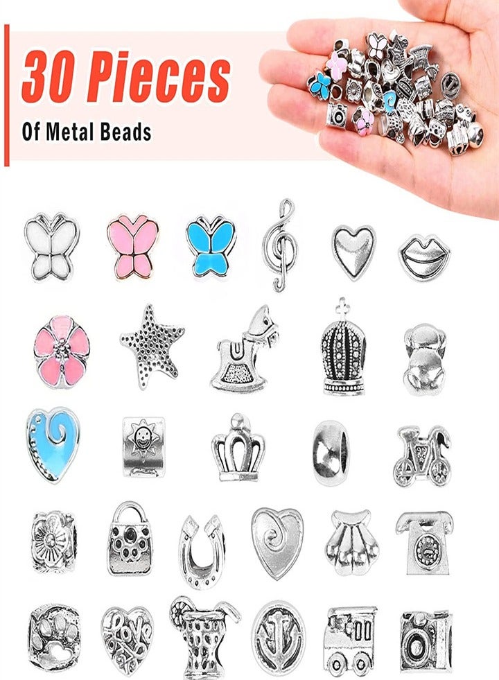 Girls DIY Bracelet Making Kit, 96 Pieces Beaded Bracelet Kit, Contains Beads, Pendant Charms, Bracelet and Necklace Cords, For Bracelet Craft and Necklace Making, Great Gift for Teenage Girls  - Image 4