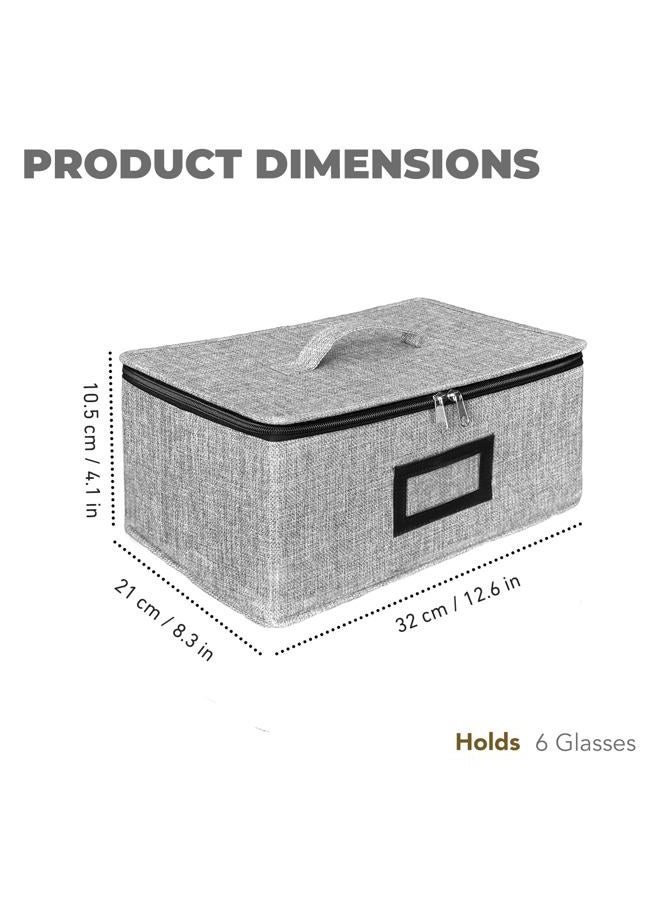 HURZMORO Stemware Storage Cases, Wine Glass Storage Box Containers for Glassware or Crystal, Holds 6 Red or White Wine Glasses, Hard Top and Sides (Grey, Mug Storage Case,6 Compartments) - Image 2