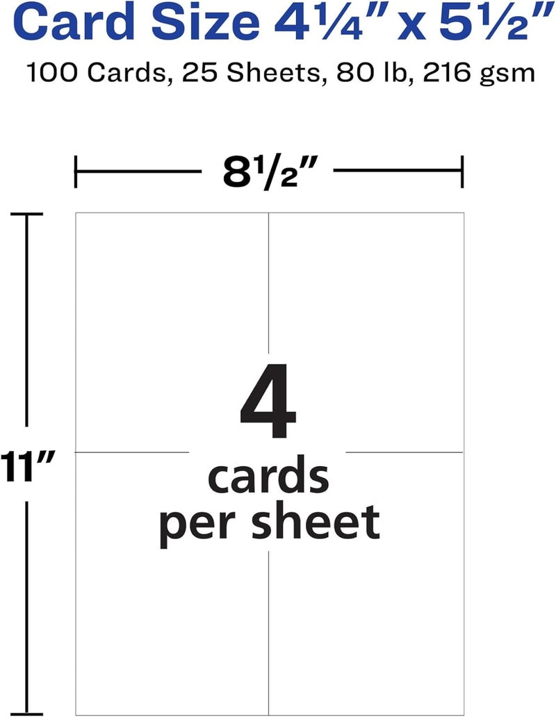 AVERY Printable Postcards, 4.25" x 5.5", Ivory, 100 Blank Postcards for Laser and Inkjet Printers (5919) - Image 5