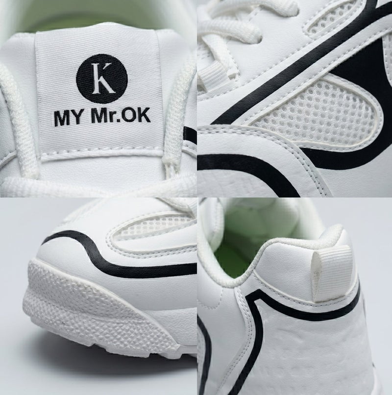 Men's Lightweight Casual Sport Sneaker with Breathable Mesh & Flexible Sole - White/Black - Image 2