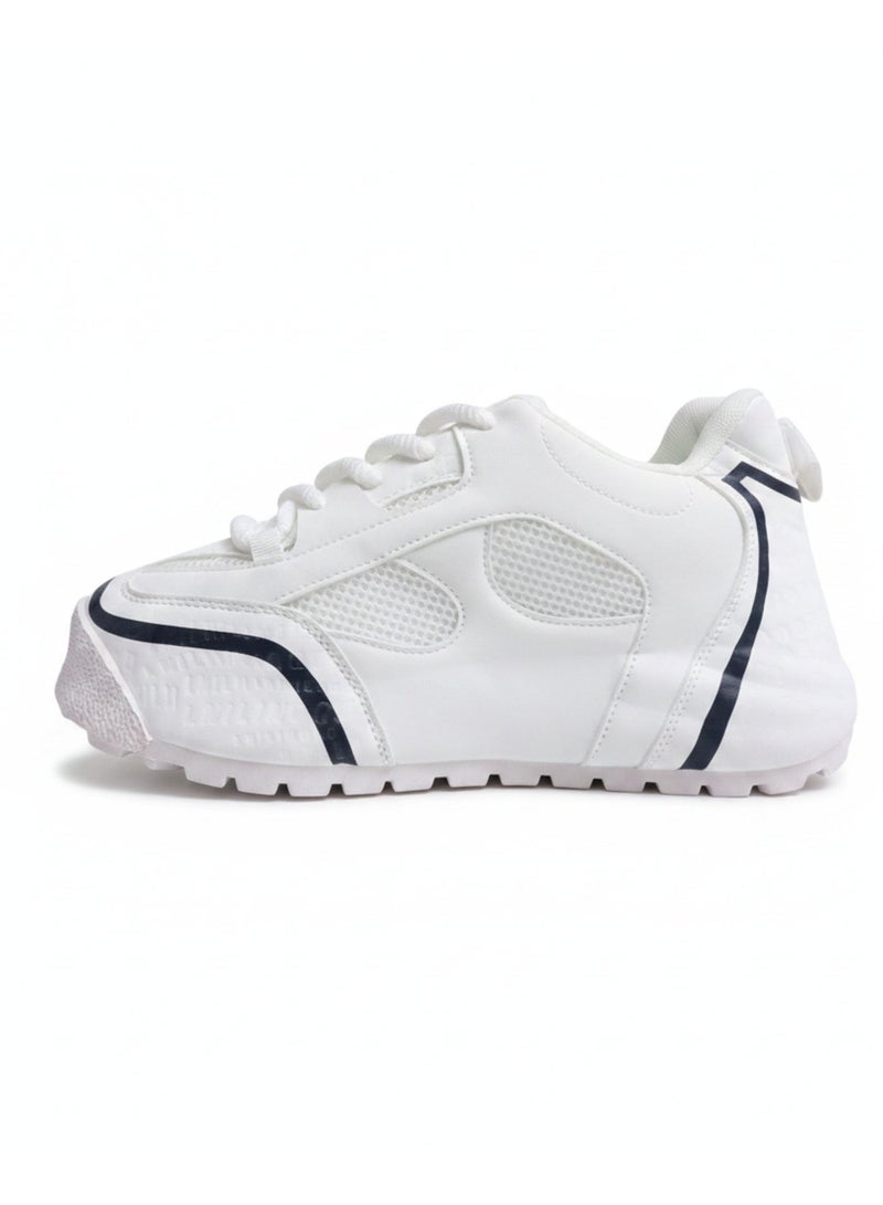 Men's Lightweight Casual Sport Sneaker with Breathable Mesh & Flexible Sole - White/Black - Image 4