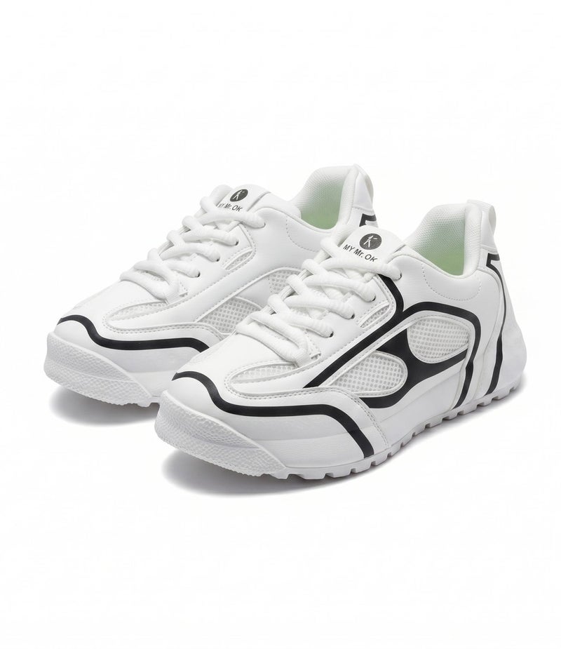 Men's Lightweight Casual Sport Sneaker with Breathable Mesh & Flexible Sole - White/Black - Image 3