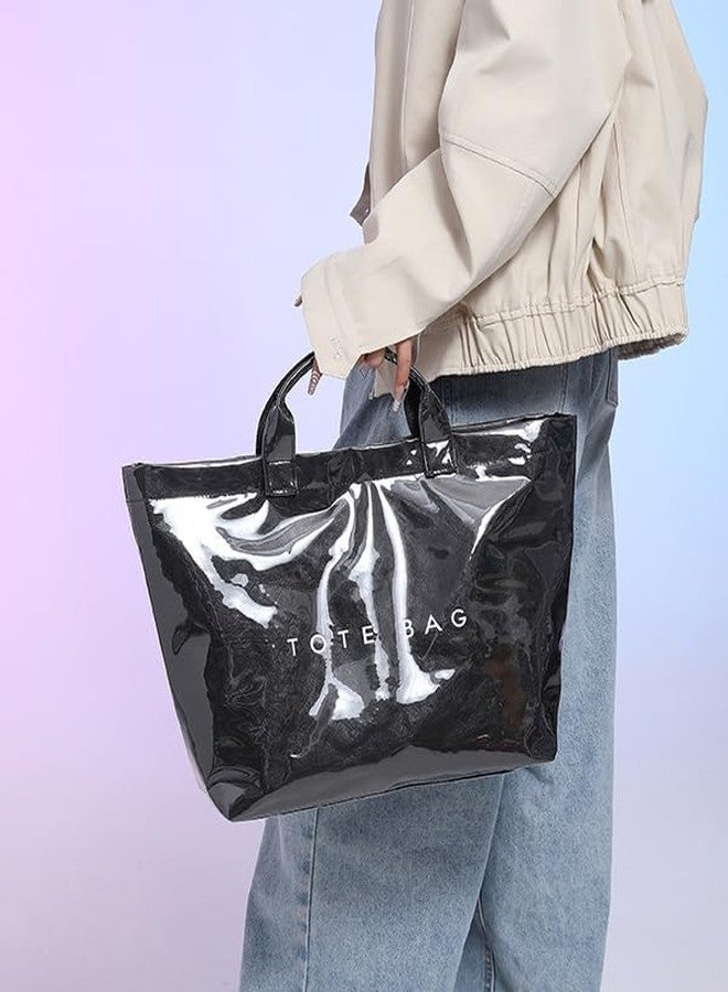URAWOW Paper Tote Bags with PVC Surface for Women Top-handle Bag Vintage Clear Purses Handbag Satchel - Image 3