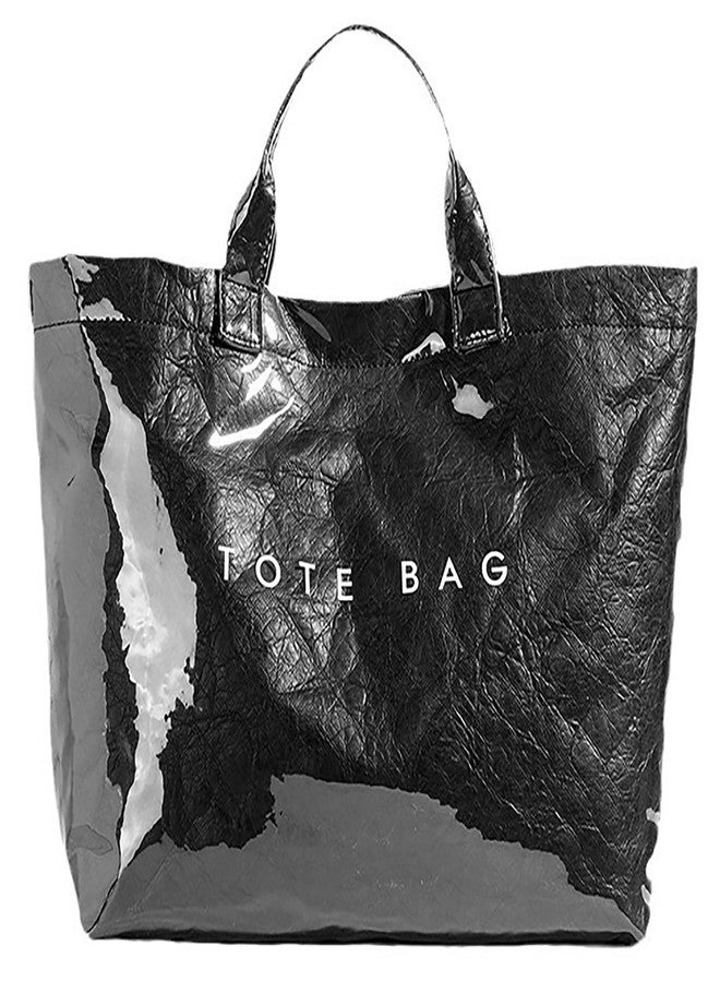 URAWOW Paper Tote Bags with PVC Surface for Women Top-handle Bag Vintage Clear Purses Handbag Satchel - Image 1